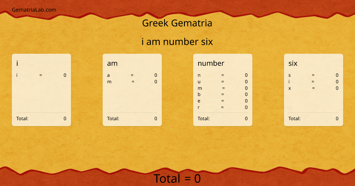 i am number six in greek Gematria